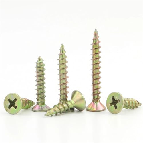 Wood Screws Fiberboard Screw Nails M3.5 M4 M5 Yellow Zinc Self Tapping Wood Screw For Cabinet Chipboard Screw 25mm M3.5 30pcs