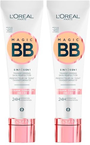 L'Oréal Paris BB Cream C'Est Magic 5in1 Farbcreme, feuchtigkeitsspendend, gleichmäßig, 24 Stunden, SPF20, modulierbare Textur, leicht und cremig, Farbe 03 Medium Light – 2 Kosmetika