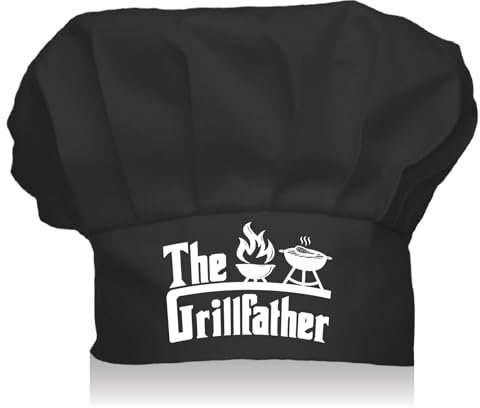 CREATCABIN Divertidos Gorros Chef The Grillfather Gorro Cocina BBQ Chef Wear Espalda Oculta Adulto Ajustable Elástico Baker Catering Forma Cebolla Gorro Cocina para Mujeres Hombres Regalo 30x23cm