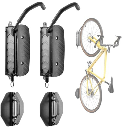 Vousile 2 Stück Fahrrad Wandhalterung, Vertikale Wandhalterung, 130° Drehbar, 50 lbs/23 kg Traglast, Gummibeschichtung, Stahllegierung, Fahrrad Aufbewahrung