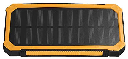 Portable Solar Power Bank, Dual Usb Ports, with 20000mAh Large Capacity, Fast Charging for Phone Tablets, Backup Power, External Battery 5V 2.1A (Yellow)
