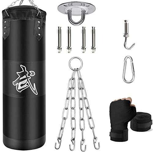 ZERUIDM boxningssäck set tung plikt punching bags ofyllda, hängande punchingpåsar boxningsväska för vuxna barn, punkteringspåse med boxbandage takkrok kedja, för kickboxning kampsport muay thai MMA