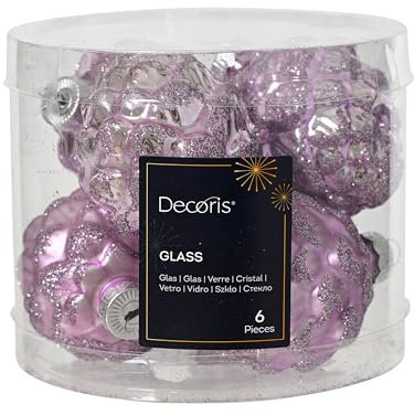 Christbaumschmuck Zapfen 7cm Glas 6 Stück - matt & glänzend - Glaszapfen Christbaumkugeln Weihnachtsbaumkugeln Weihnachten - Weihnachtsbaumschmuck - Helllila