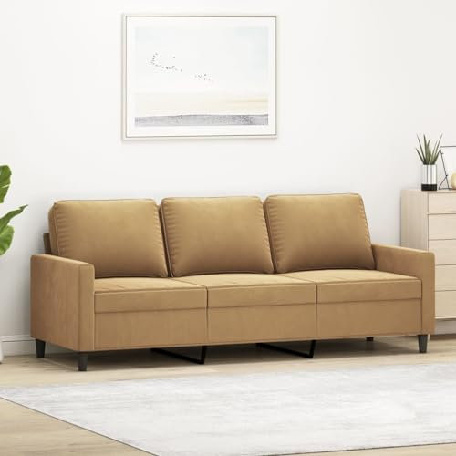 CINDERFUL 3-Sitzer-Sofa Braun 180 cm Samt,Edles 3SitzerSofa aus Samt die perfekte Ergänzung für Ihre Moderne Wohnlandschaft Möbel, Wohnzimmer