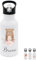 wunderwunsch® - Personalisierte Trinkflasche Kinder Edelstahl [ 500ml ] - Robuste Trinkflasche mit Namen - Wasserflasche mit Trinkhalm - Personalisierte Geschenke für Kinder (Bär Blumen)