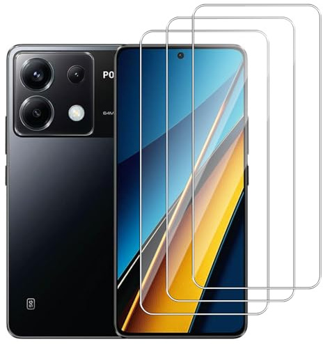 Dlxiks Protector de Pantalla para Xiaomi Poco X6 5G, Cristal templado Antiarañazos,Dureza 9H, fácil instalación, Sin Burbujas, Antiarañazos, HD Transparente, 3 Unidades