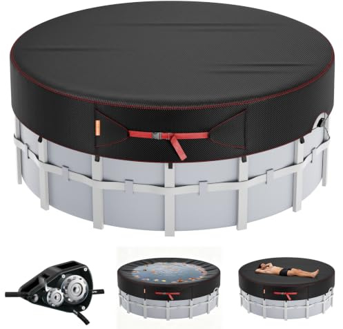 12 Ft Round Pool Cover, Summer Pool Covers Protector with Accessories, Solar Covers for Above Ground Pools,Round Hot Tub Cover Ideal for Waterproof and Dustproof