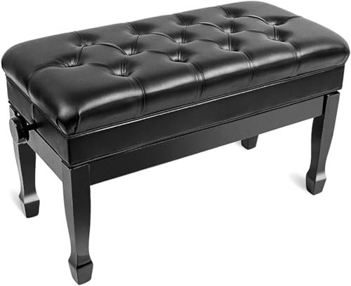Luxuriöser gepolsterter Klavierhocker mit großem Staufach und bequemem Kissen, verstellbare Höhe 10 cm
