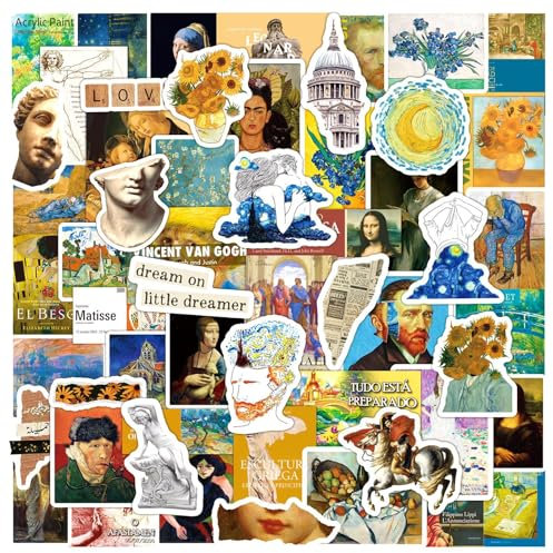 Van Gogh Aufkleber, 100 Stück, Retro, berühmte Kunst, Malerei, Aufkleber, Vinyl, wasserfest, Van Gogh, Ölgemälde, Aufkleber, für Laptop, Skateboard, Laptop