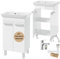 .Deftrans - Waschbecken mit Unterschrank stehend 55 cm Set – Badmöbel Hochglanz Weiß – Waschtisch mit Schrank & Keramikbecken – inkl. Armatur, Syphon & klick-Klack – Gäste WC geeignet