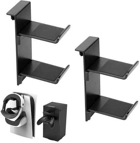 Soporte Mando,Soporte para Mando PS5,Soporte Mando Xbox,Soporte Cascos Gaming,Soporte Auriculares,Sujeta Mando PS5 Universal para Mandos de Consolas PS5 y Xbox,Fácil de Quitar y Guardar,Negro