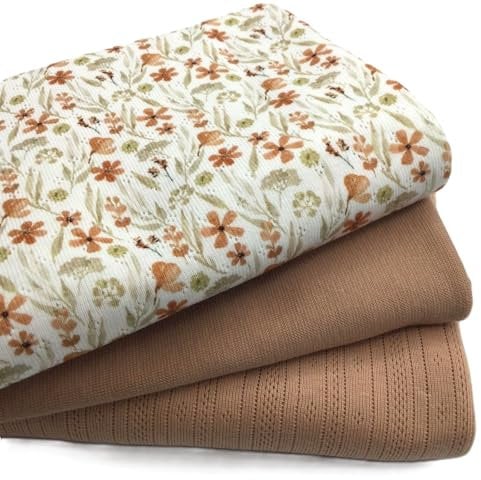 Stoffpaket Jersey-Paket Ajour-Jersey | Lochstrickjersey | florale Muster | Ökotex (light rust)