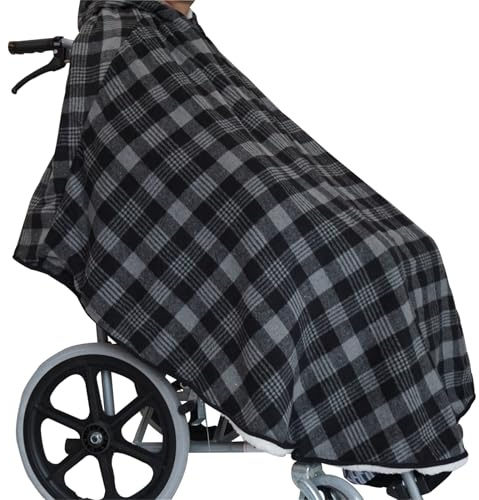 POONGURY Fleece-Rollstuhl-Decke mit Kapuze, Ganzkörper-Wärmedecke für Erwachsene, leichte Winterdecke für Rollstühle (schwarz)