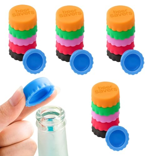 24 PCS Tappi Colorati per Bottiglie, Tappi Bottiglie Vetro Riutilizzabili per Vino, Birra, Champagne, Acqua E Succhi, Tappo Bottiglia Vetro Universale, Pratico Come Tappi Plastica Bottiglie