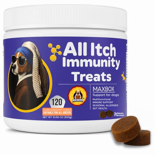 Itchy Dog Skin Relief & Immunity Treats – Powerful Dog Itchy Skin Relief for Itchy Skin, Licking, Scratching, Soothe Itchy Paws, Ears, Skin & Coat and Seasonal Allergies – Natural Health Chews