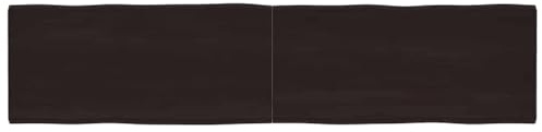 QJBSAVVA Eichen-Tischplatte 220 x 50 cm Dark Brown Massivholz mit Baumkante Faltbar & Robust Modernes Design für Küche Wohnzimmer Büro und Outdoor-Bereich