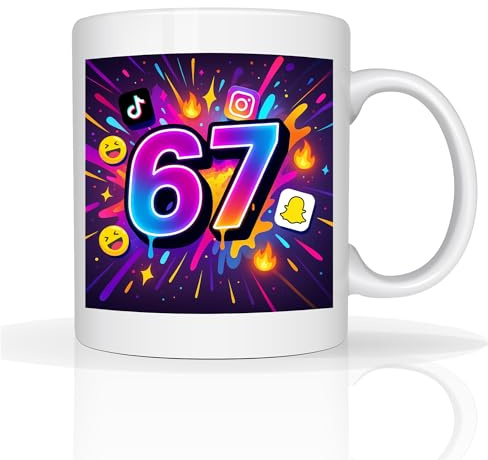 Star Online Personalised Funny Christmas Mug Santa Says 6 7 Meme Gift, 11oz Ceramic Coffee Cup, Humorous Xmas Presents for Kids, Teens & Adults (Design 6)