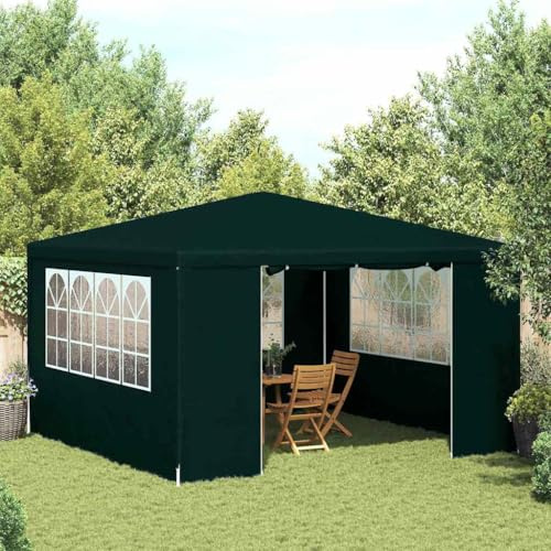 Mokuyary Profi-Partyzelt mit Seitenwänden 4x4 m Grün 90 g/m², Pavillon Gartenzelt Festzelt Gartenpavillon für Garten, Party, Festival, Hochzeit