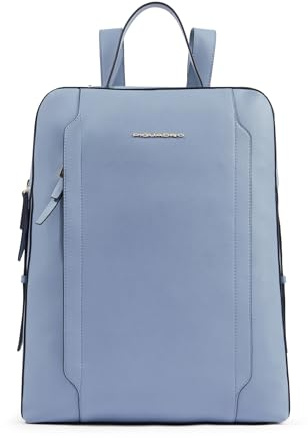 Piquadro Damen Laptop-Rucksack 15,6 Frau Leder azurblau