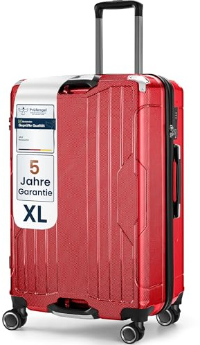 4FLY Aluminium-Rahmen Hartschalen-Reisekoffer Ultraleicht XL - Groß 77cm (103L) - Aufgabegepäck Koffer mit TSA-Schloss, 4 Spinner-Doppelrollen & Aluminium-Teleskopgriff, Trolley Reisegepäck