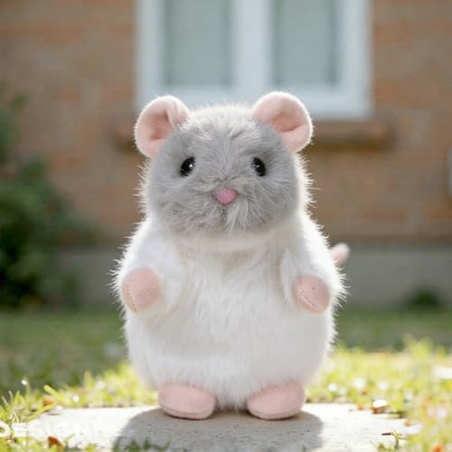 Xiyocadt Mäuse Kuscheltier, 14/22cm Klein Hamster Plüschtier, Stofftier Plüsch Puppe Kuscheltiere, Geschenk für Jungen Mädchen (Grau Weiß,14CM)