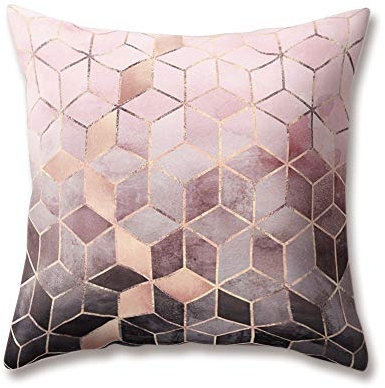 Hengjiang Weich Plüsch Nordic Style Kissen grün Schwarz Dreieck Druck 18 x 18/45 x 45 cm Überwurf Weicher, Einfarbiger Kissen für Home Sofa Bett Deko, Polyester, 01, 45 cm*45 cm