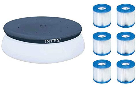 Intex 10' Easy Set Pool Round Debris Cover + Type H Filter Cartridges (6 Pack)