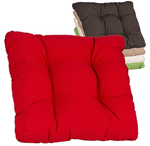 Beo Sitzkissen Gartenstuhl Eckig | Made in EU | Reißfestes Stuhlkissen Outdoor ohne Ausbleichen | Sitzkissen Stuhl hautfreundlich & waschbar | Atmungsaktives Sitzpolster Gartenstuhl in Rot
