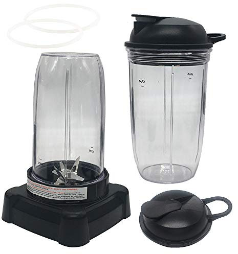 Joystar 5-Piece Exractor blade and 18oz/24oz cup with spout lid parts for Ninja Blender BL700 BL701 1200 Watt Replacement Power Motor Base and NJ600 NJ600WN NJ602CO 1100 Watt power motor base(5)