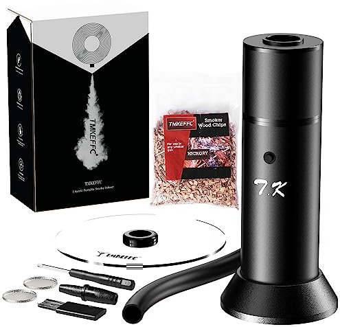 TMKEFFC Fumeur Portable de Nourriture - Pistolet à Fumer pour Les Aliments, Cocktails, Boissons, Smoker avec Accessoires pour Fumoir, Gratuit 1 échantillons de Poussière de Bois (Noir)