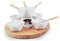 Swissmar F66329 Rubik Schokoladen Fondue Set 7-teiliges, Weiß/Braun, 300ml, Teelicht Beheizt, mit 4 Fondue Gabeln und Servierschalen, Geschenkset