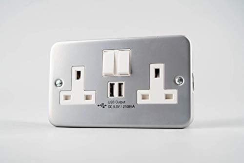 WK Electrical - Metal Clad Series for Workshop, Garage etc (2G Socket with Dual USB)