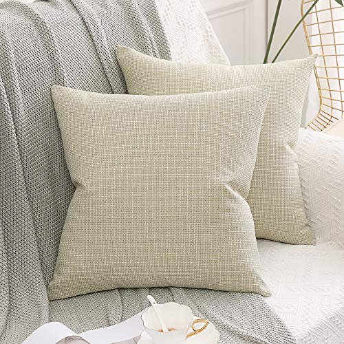 MIULEE Kissenbezüge Kissenhülle Dekokissen Leinen-Optik Dekorative Kissenbezug Sofakissen Couchkissen Deko Kreuz mit Verstecktem Reißverschluss für Schlafzimmer 2er Set 60x60 cm Creme Weiß
