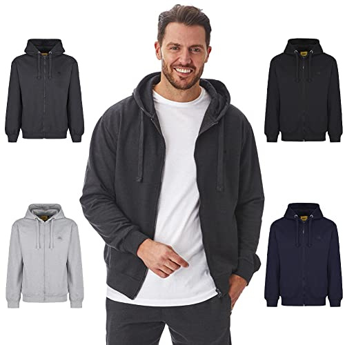 Iron Mountain Men’s Full Zip Hoodie with Fleece Lining Cotton Blend Zip Up Hooded Sweatshirt with Kangaroo Pocket Workwear Hoodie