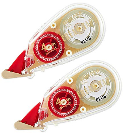 PLUS WH-814Y Correction Tape, Whitepaper Pouch, Cream Tape, 0.2 inches (4 mm), 51-642 x 2
