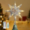 Lewondr Estrella para Copa del Árbol de Navidad, 28CM Adorno para Copa del Árbol Geométrico 3D con Temporizador, Mando a Distancia, Cable 5M Gran Topper Decoración de Navidad Hogar, Plata