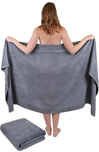 Betz Badetuch 2 Stück Set groß XXL Badetücher Saunatuch Dresden 100% Baumwolle Größe 100 cm x 200 cm Farbe anthrazit - 1904050