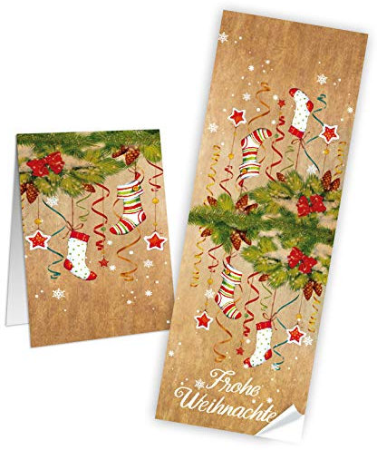 Logbuch-Verlag 50 Frohe Weihnachten Aufkleber Weihnachtsaufkleber Etiketten Weihnachtssticker als Paketaufkleber Geschenkaufkleber 7 x 21 cm