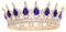 FORSEVEN Königin Krone Strass Hochzeit Kronen und Tiaras für Frauen Kostüm Party Haarschmuck Prinzessin Geburtstag Krone Kristall Braut Krone, Gold+Blau, 1 Count (Pack of 1)
