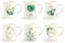 H&H Botanic Set 6 Tazze Caffe', New Bone China, Decoro Assortito, cc90