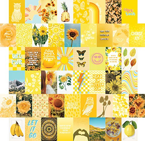 Artivo Gelbes Wand-Collage-Set – ästhetische Bilder, helle Wanddekoration für Teenager-Mädchen-Schlafsaal