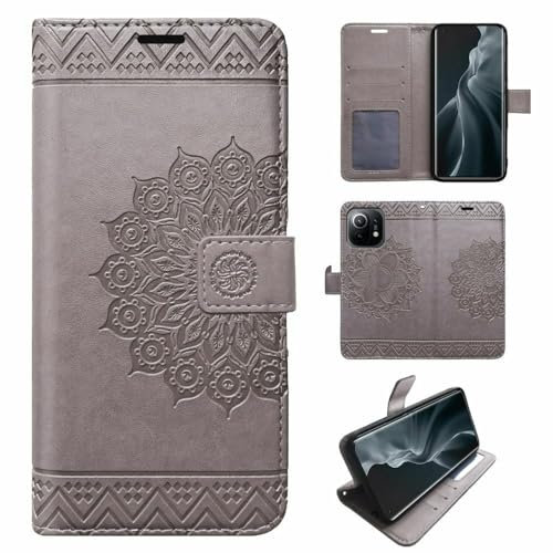 betterfon Hülle Kompatibel mit Xiaomi Mi 11 | Klapphülle Schutzhülle mit Kartenfächer Kompatibel für Mi 11 | Magnetverschluss Klapphülle | Grau