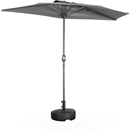 sweeek Alice's Garden - Parasol de balcon Ø250cm – CALVI – Demi-parasol droit. mât central en aluminium avec manivelle d’ouverture. toile grise