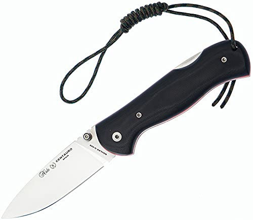 Miguel Nieto Navaja Centauro 09-G10, con hoja en acero inoxidable Böhler N695 de 8 cm. y empuñadura en G10 negro, con separadores de fibra rojos, Hueco con cordón fiador incluido