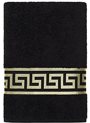Belle Arti Premium Mäander Handtücher Duschtücher Gästetücher Flauschige Frottee Baumwolle (70 x 140 cm, schwarz)