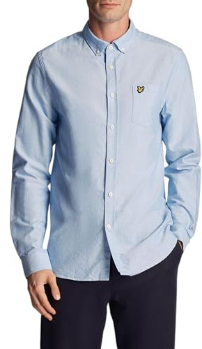 Lyle & Scott Hemd Herren Blau | Regular Fit Oxford Shirt aus 100% Baumwolle mit Brusttasche | Stilvoll und komfortabel Perfektes Business Langarm hemd für Herren mit klassischem Oxford Muster | XS-XXL