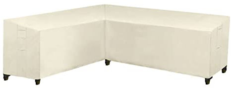 Garten Gartenmöbel Abdeckung L-Form, Ecksofa Schutzhülle, Wasserdicht Winddicht, Abdeckplane für Outdoor Ecksofa Eck-Loungegruppe (300x300x98x70cm,Beige)