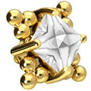 PIERCINGLINE Titan Schraubaufsatz mit Gewinde 0,9 mm KRISTALL + KUGELDREIECKE Piercing Aufsatz Ersatz Goldfarben