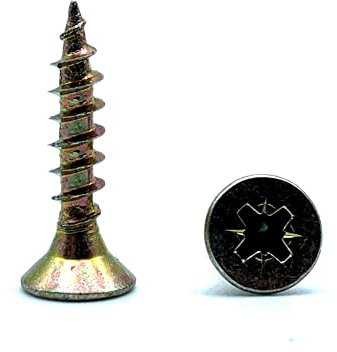 DOJA Barcelona | Tirafondos para Madera Con Punta Philips | 100 Tornillos para Madera 6 x 40mm + 1 Punta PZ2 | Cabeza Avellanada | Tornillo para aglomerado, Contrachapado, Muebles...