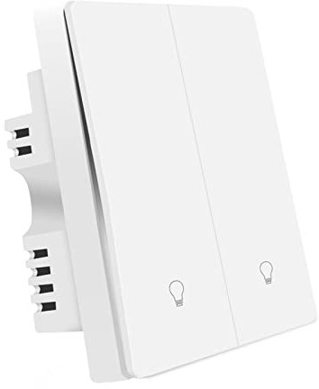 Smart Wifi Light Switch, UseeLink Push Button Smart Switch 2 Gang Compatible with Alexa and Google Home, Remote Control Timer, Neutral Wire Required,Only Support 2.4GHz WiFi